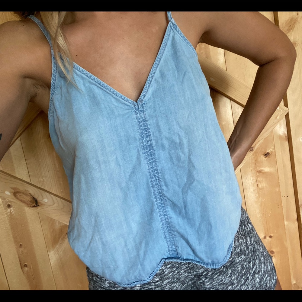Crop denim tank